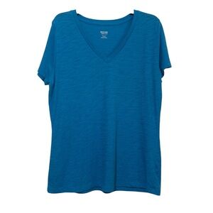 Mossimo Supply Co. Blue V-Neck Short Sleeve Slub Knit Tee Shirt